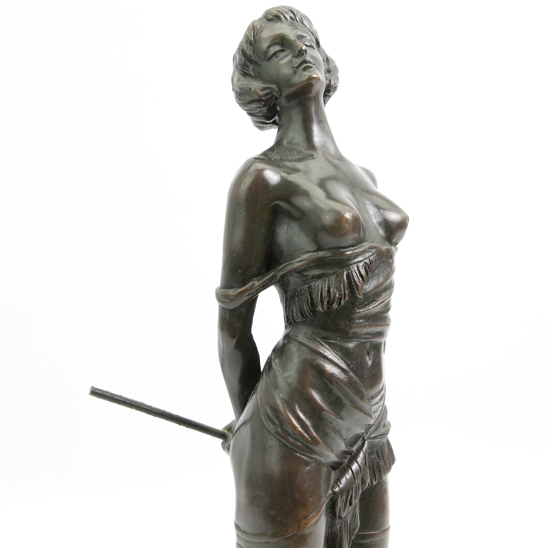 After Bruno Zach (Austrian 1891-1935) - 20th century bronze figure 'The Riding Crop' signature to base on marble socle H36cm