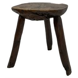 Rustic oak three-legged stool