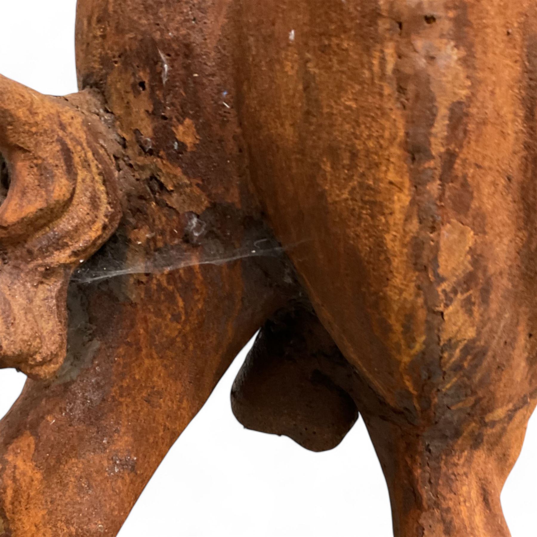 Large heavy cast iron figure of a standing bull