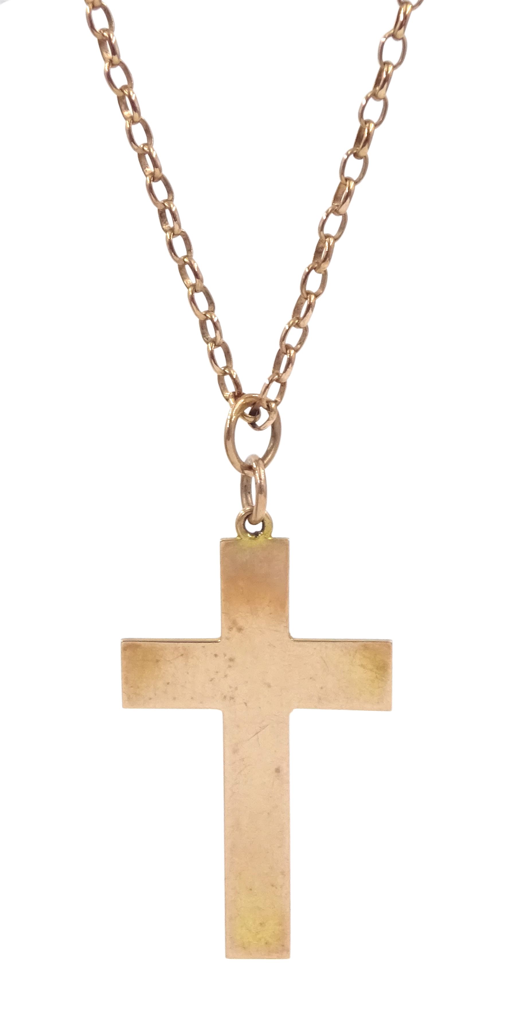 9ct rose gold cross pendant necklace