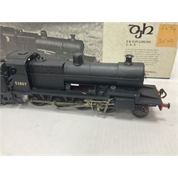 ‘00’ gauge - kit built S&DJR/LMS/BR 2-8-0 no.53807 steam locomotive and tender, finished in BR black with DJH Models box; with further kit built Standard Class 9F 2-10-0 steam locomotive and tender no.92026 finished in BR black (2) 