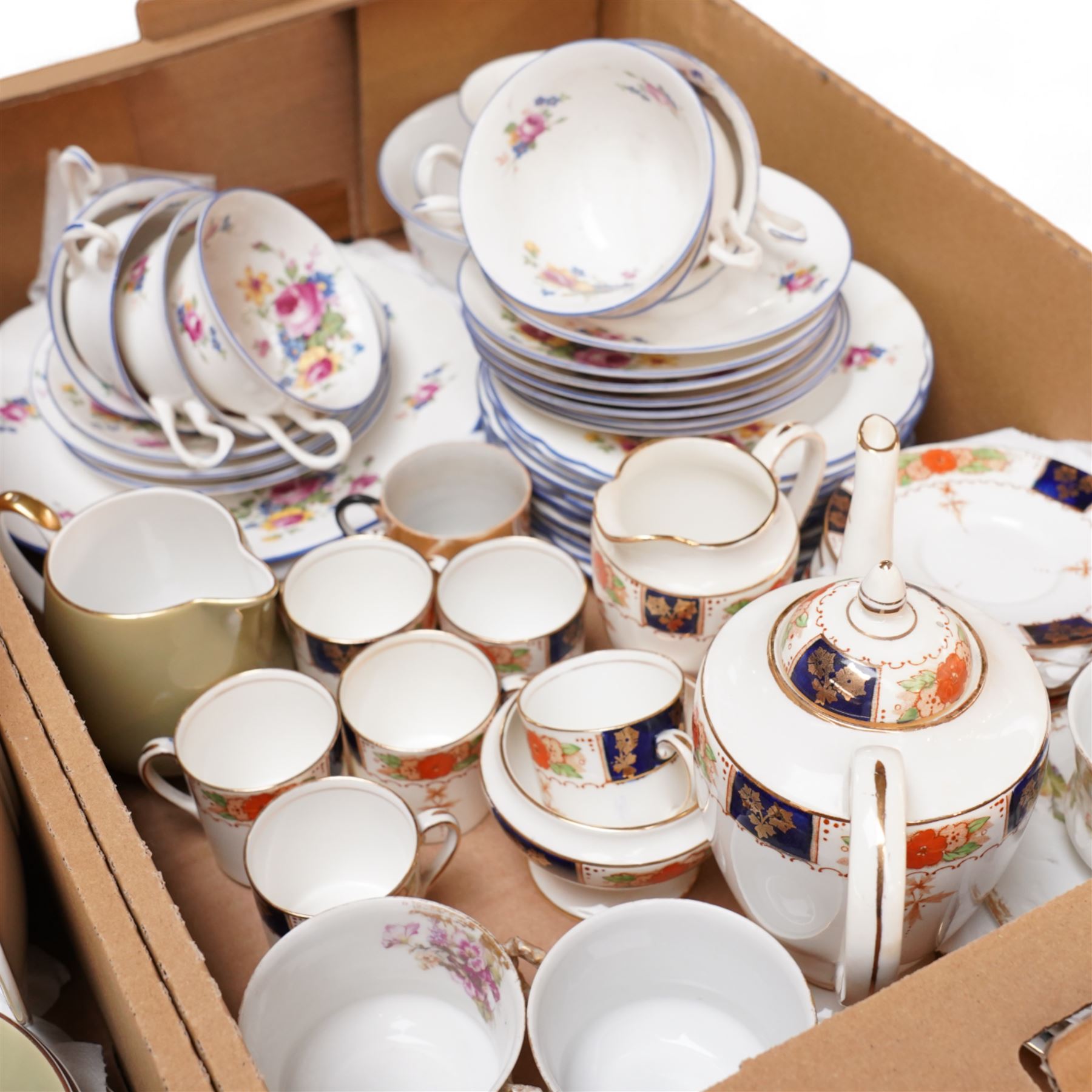 Late 1930s Tuscan China part tea service, Royal Grafton tea wares, Shelley part tea service no. 52094 and other in two boxes