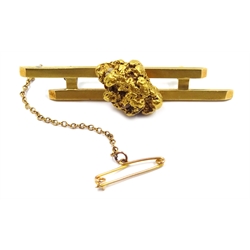  Victorian 18ct gold bar brooch with 18ct gold (tested) nugget, Birmingham 1900  