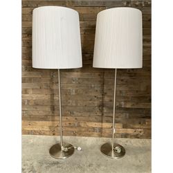 4 x  large satin metal four bulb floor lamp with pleated shade