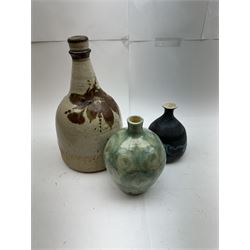 Collection of studio pottery, including bowls, vases, decanter, goblets and mugs, etc