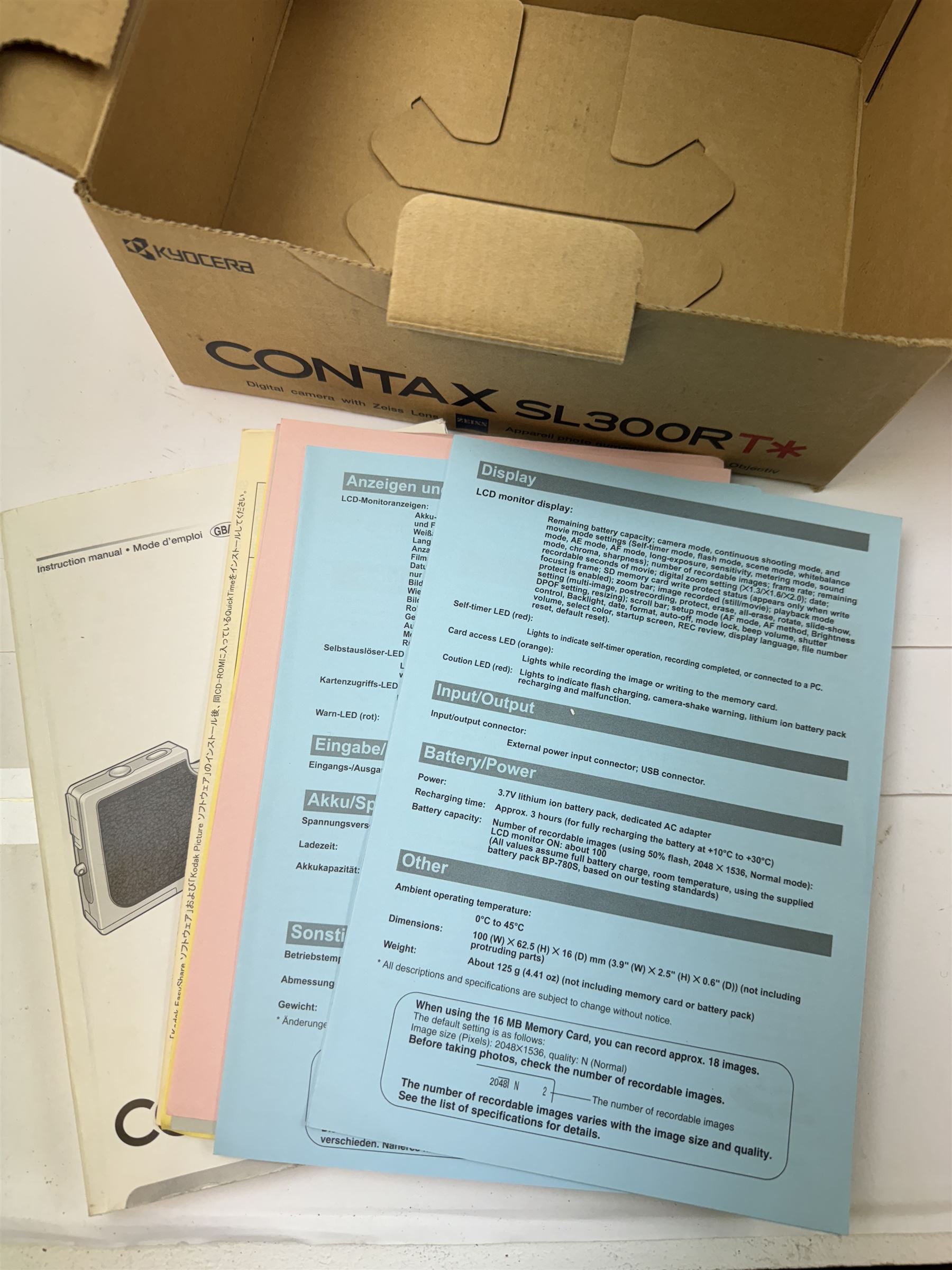 Contax SL300R T* Digital Compact Camera, circa 2004, serial no. DR028018, with charger, boxed 