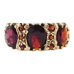 9ct gold garnet dress ring, hallmarked