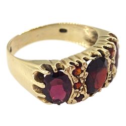 9ct gold garnet dress ring, hallmarked
