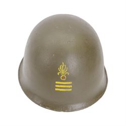 Indochine period, French 1st Legion M47 steel helmet, with 1st legion insignia painted to ...