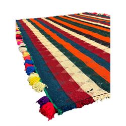 South West Persian Jajim Kilim rug decorated with multi-coloured stripes 