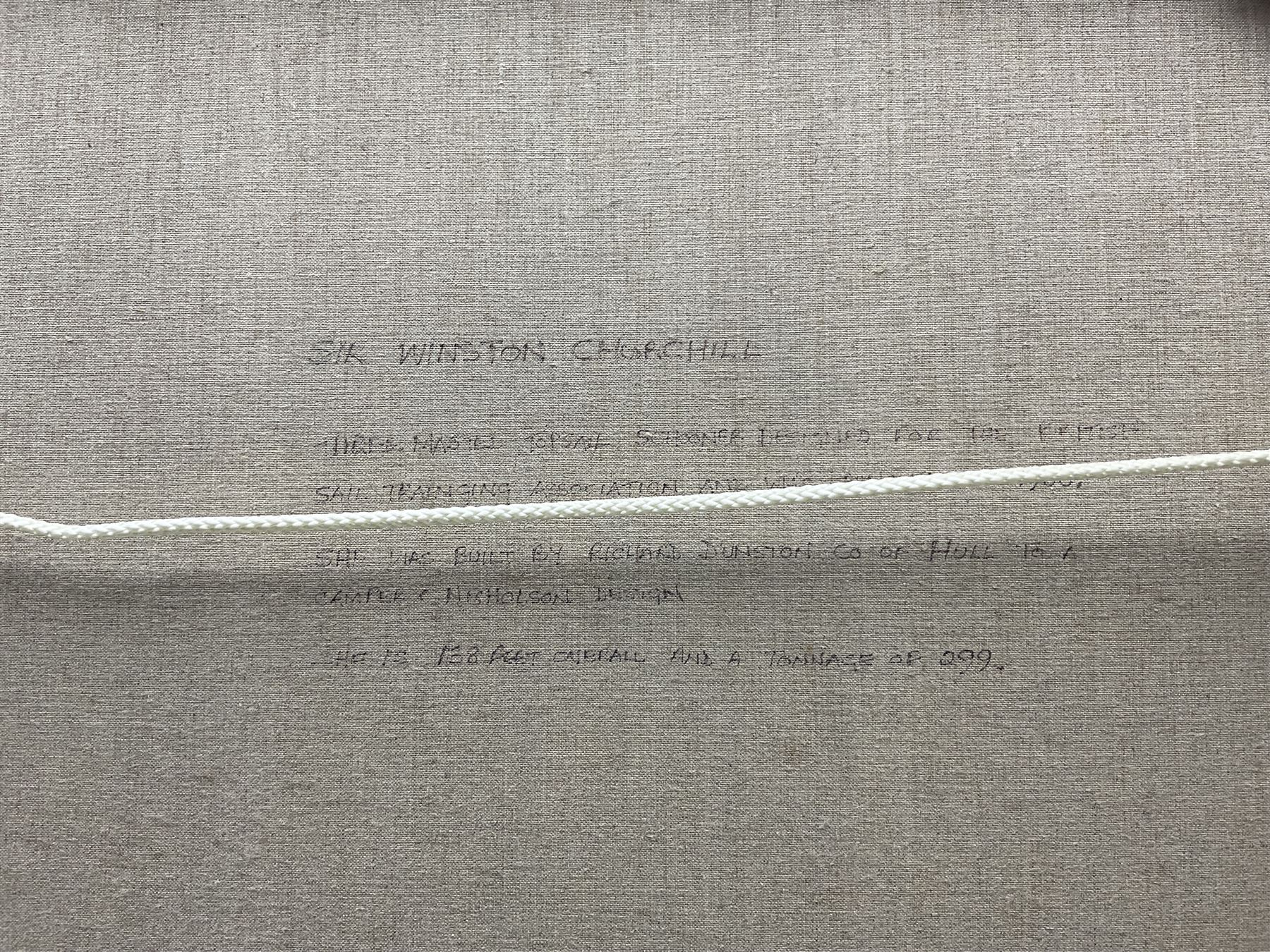 Brian Mays (British 1938-2005): 'Sir Winston Churchill' - Study of a Three Masted Topsail Schooner, oil on canvas signed, titled verso 49.5cm x 75cm 
Provenance: direct from the family of the artist.