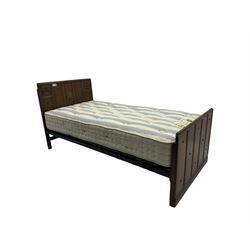 20th century oak 3' single bedstead, with sprung base and mattress