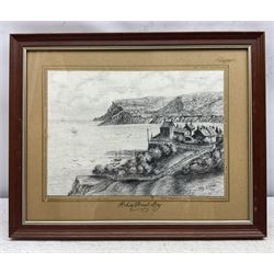 F Preston (British 20th Century): 'Staithes - The Beck', watercolour signed, titled and dated 1977 verso 17cm x 37cm; Roy Williams (British 20th Century): 'Robin Hood's Bay', charcoal signed and dated '92, 21cm x 30cm; together with a watercolour of barges signed 'Turner' (3)