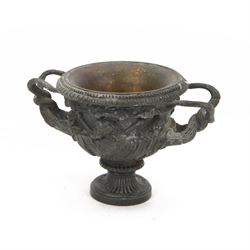 Patinated cast metal model of the 'Warwick Vase', after the antique, of typical form, cast...