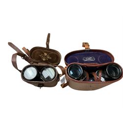 Two pairs of binoculars, silver mounded photograph frame, two knives, and Happy Days tin money box