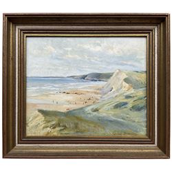 Pauline Brown (British 1926-): South Coast Landscape, oil on board signed 25cm x 30cm
