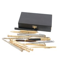 Two silver ballpoint pens, hallmarked, together with a collection of rolled gold, and othe...