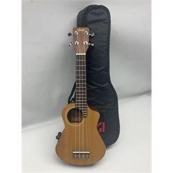 Eleuke EASC-S solid spruce top soprano electric cutaway ukulele L51cm; in carrying case