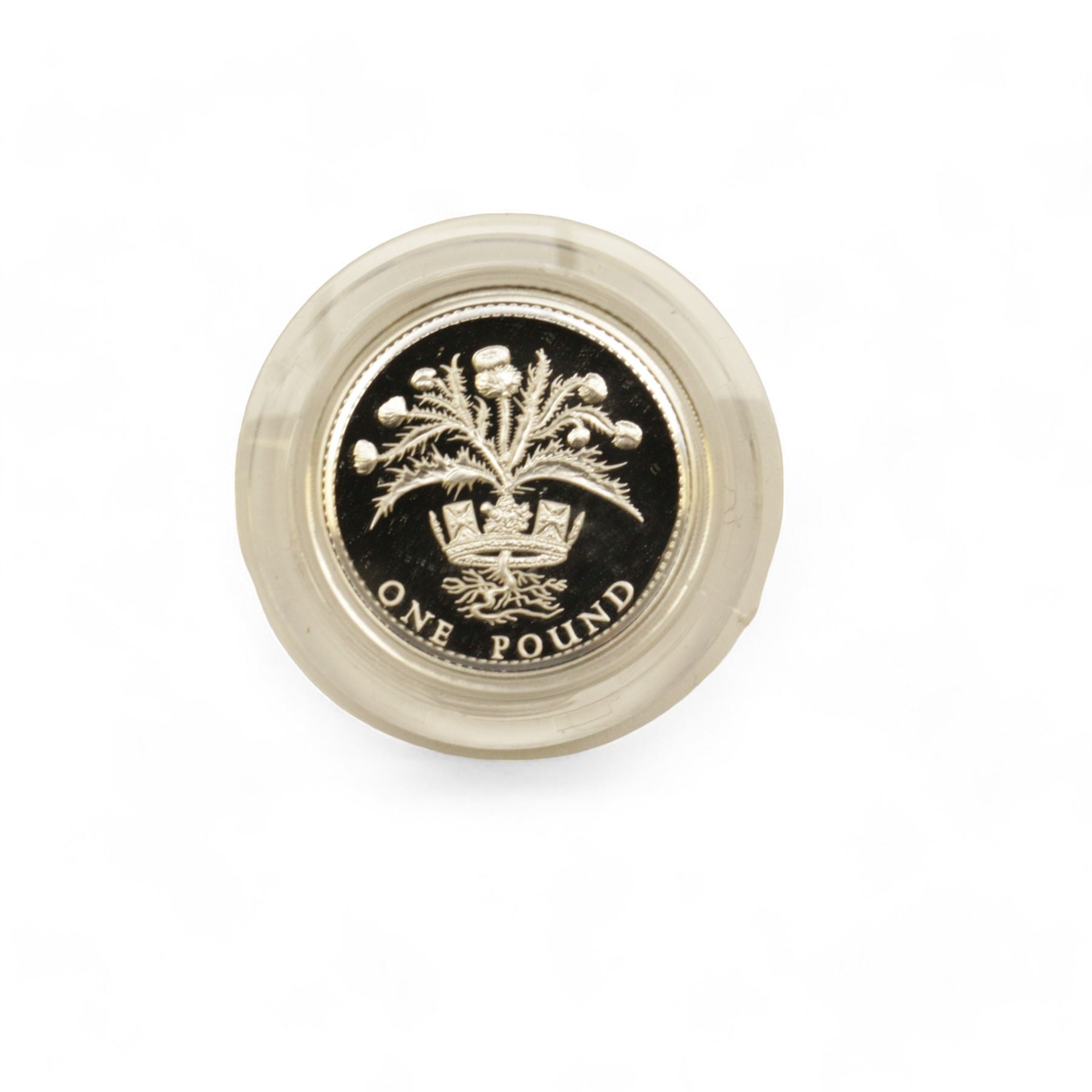 Eight The Royal Mint United Kingdom silver proof coins, comprising 1980 '80th Birthday' crown, 1981 'His Royal Highness The Prince Of Wales And Lady Diana Spencer' crown, 1984, 1985, 1986 and 1987 one pounds, all cased with certificates and a 1977 crown cased no certificate (8)