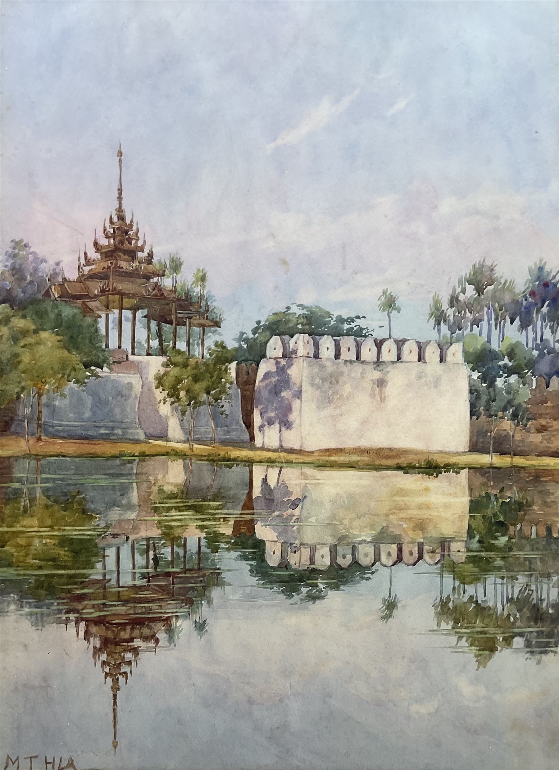 Maung Tun Hla (U Tun Hla) (Burmese 1874-1946): Fort Dufferin - Mandalay, watercolour signed 48cm x 35cm