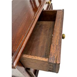 Georgian design mahogany open bookcase, fitted with three open shelves flanked by pierced uprights, with four drawers to the base with scalloped apron