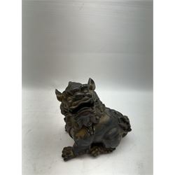 Incense burner modelled as a dog of foo, with hinged head, H15cm