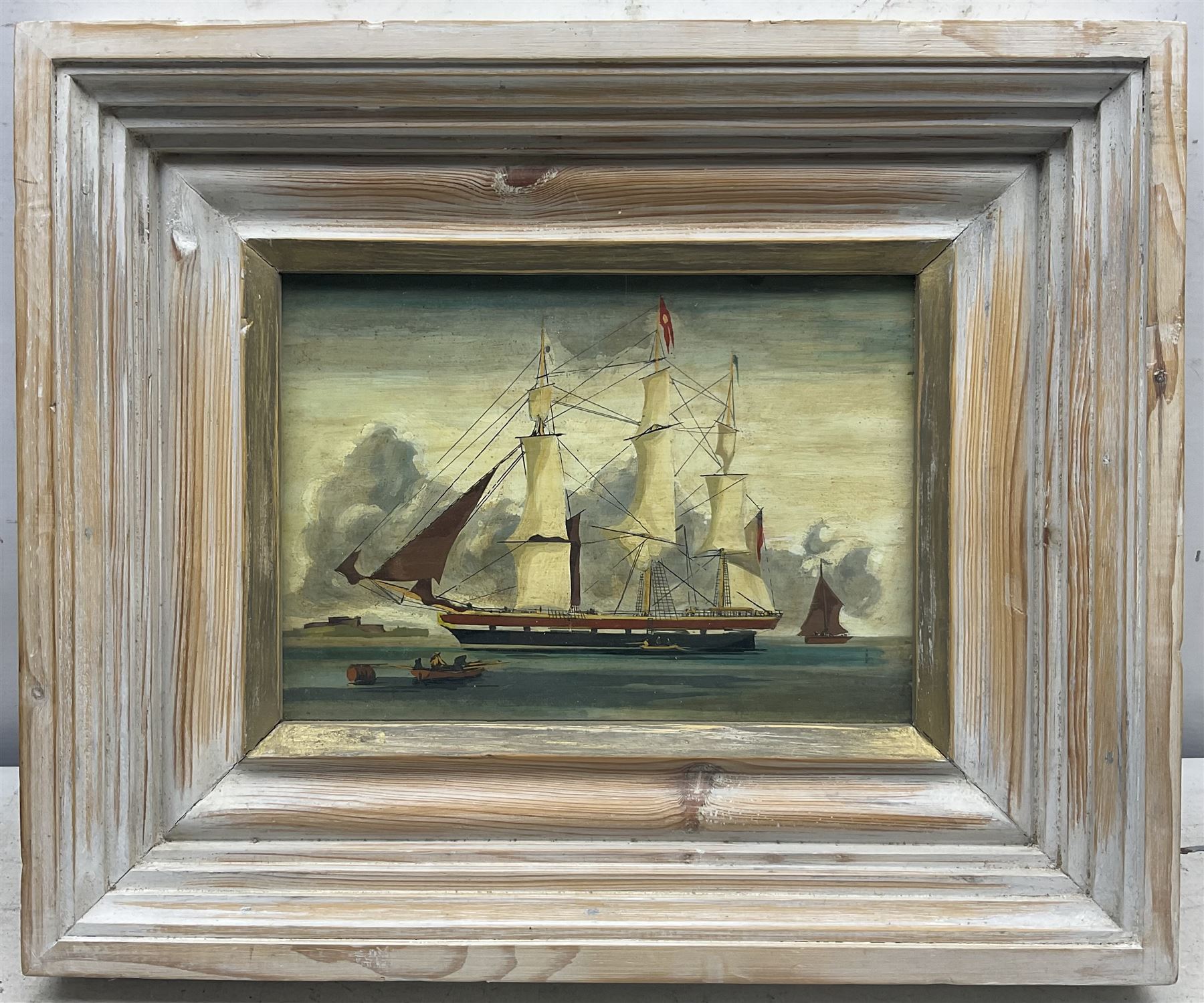 English School (20th Century): 'Queen of the South - 1852' ship portrait together with another similar, oils on board max 46cm x 60cm (2)