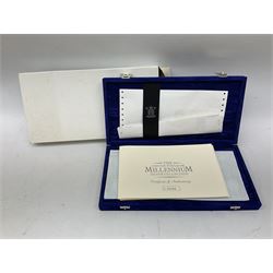 The Royal Mint United Kingdom Millennium 2000 silver coin collection, cased with certificate