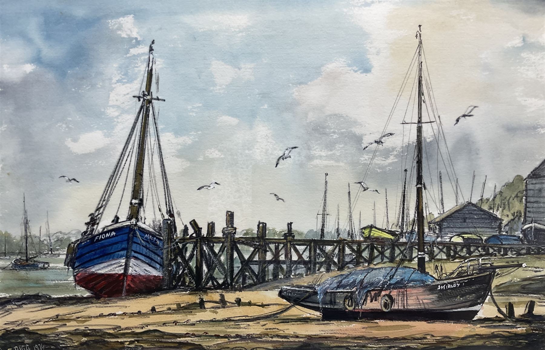 Jack Rigg (British 1927-2023): 'Paglesham - River Roach Essex', watercolour and ink signed and dated 1976, titled verso 36cm x 55cm