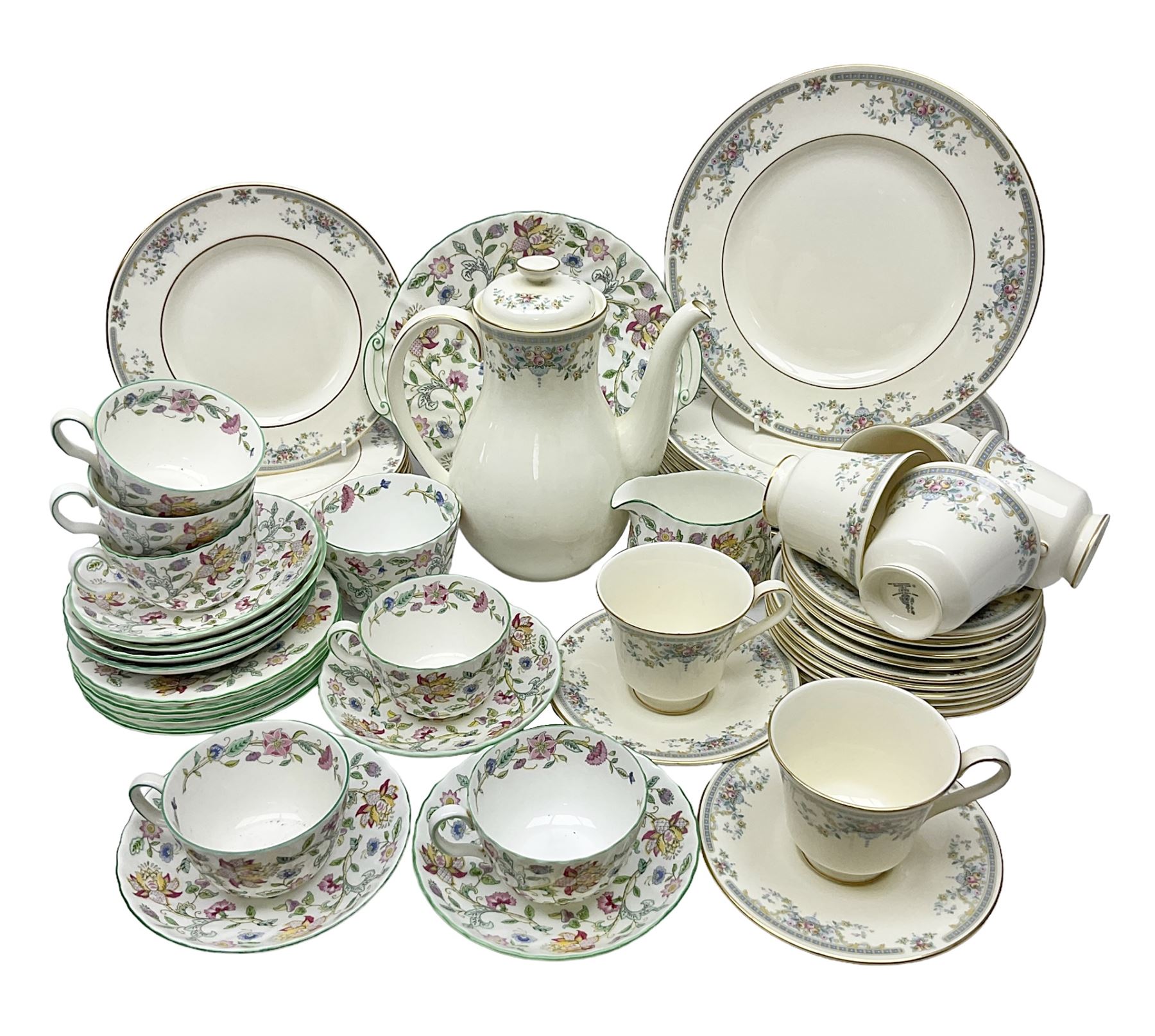 Minton Haddon Hall part tea wares, comprising cups, saucers, side plates etc, together with Royal Doulton Juliet pattern tea and dinner wares