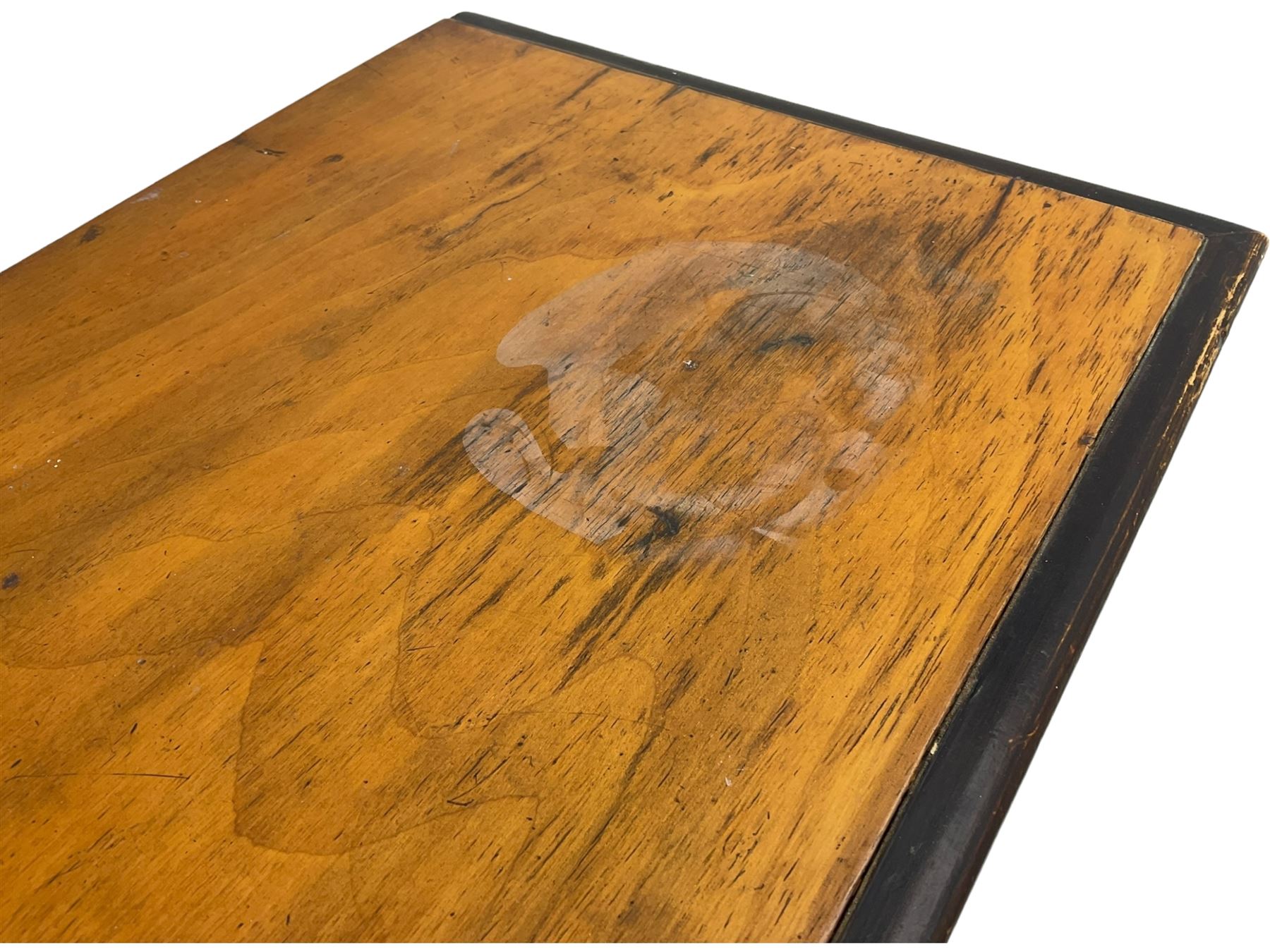 Victorian inlaid walnut pier cabinet, moulded rectangular top over single glazed door, chamfered plinth base, on turned feet 