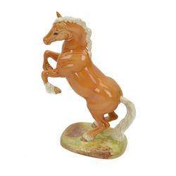 Beswick rearing horse in palomino colourway, no 1014, H28cm