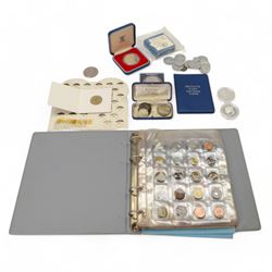 Great British and World coins, including Queen Elizabeth II 1977 silver proof crown cased ...