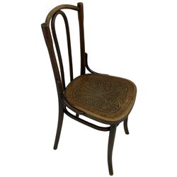 Set of three late 19th to early 20th century century bentwood dining chairs, the seats with pressed anthemion decoration, circa. 1900s