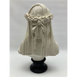 After Antonio Frilli, bust of A Veiled Bride signed A Filli, Firenze, Italy beneath, H34cm 