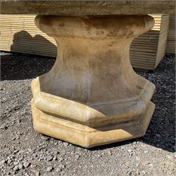 Four piece composite stone hexagonal garden centrepiece - THIS LOT IS TO BE COLLECTED BY APPOINTMENT FROM DUGGLEBY STORAGE, GREAT HILL, EASTFIELD, SCARBOROUGH, YO11 3TX