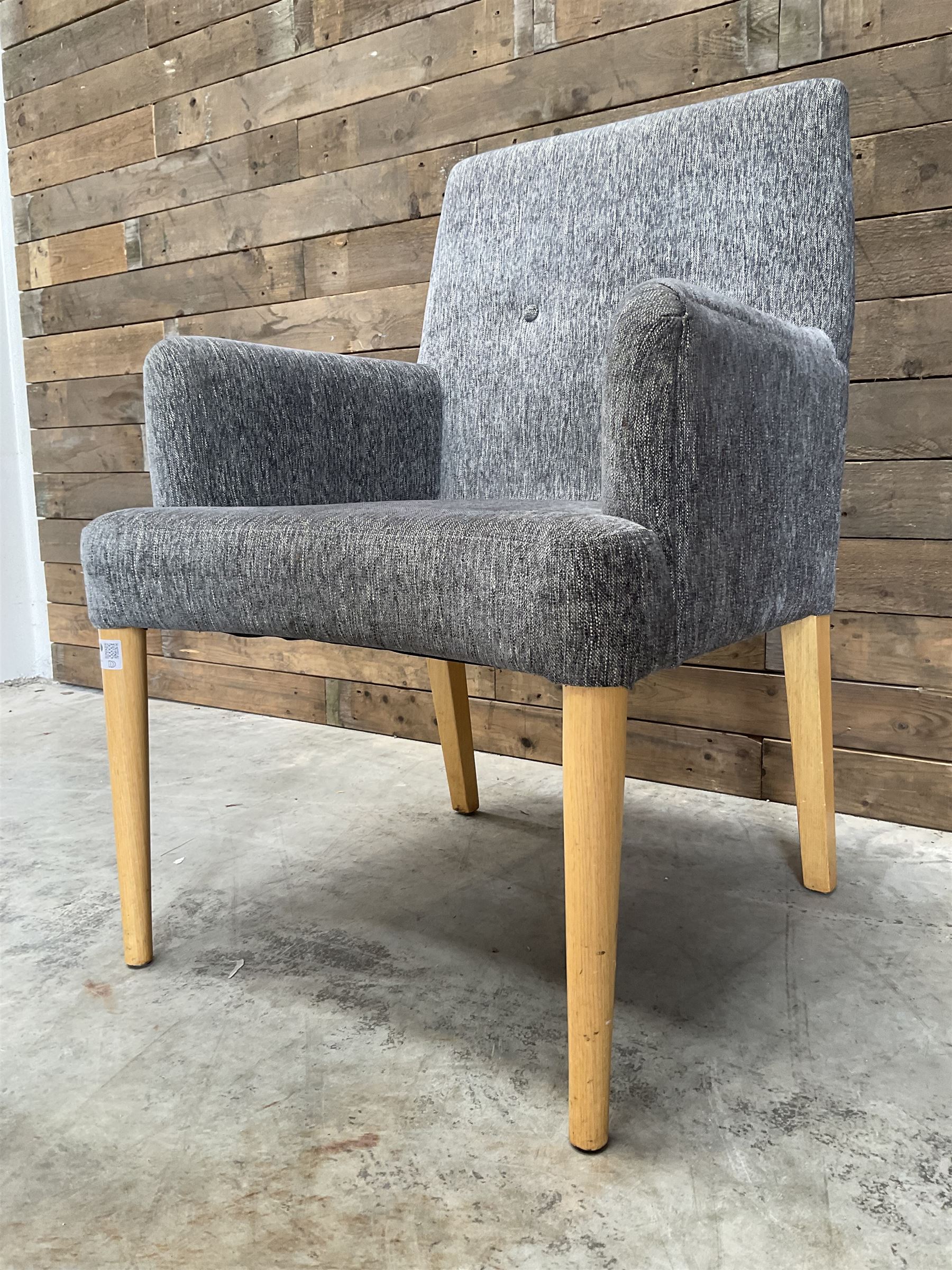 17 x armchair upholstered in textured grey fabric, beech legs