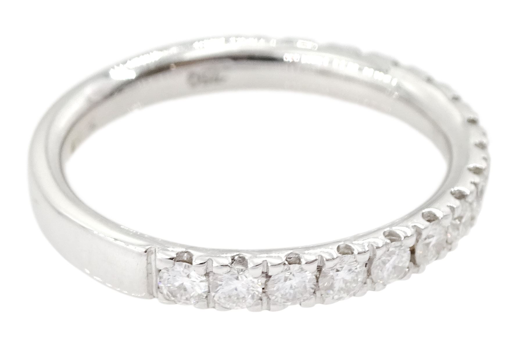 18ct white gold round brilliant cut diamond three quarter eternity ring, hallmarked, total diamond weight approx 0.45 carat