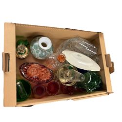 Collection of glass ware, including decanter and glasses, bom bom jar etc, in three boxes 