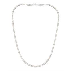 18ct white gold graduating round brilliant cut diamond necklace, stamped, total diamond weight approx 11.35 carat