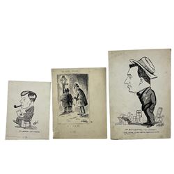 William O Norris (British 19th Century): Large folio of humorous pen and ink illustrations for Crittall Magazine and other original works to include various advertisement drafts for Eastern National and Marconis Wireless Telegraph Company, mostly dated '25, and a photograph of the artist at work, max 36cm x 46cm 