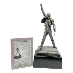 Pewter sculpture of Freddie Mercury, produced by Compulsion Gallery UK as a 1/8 scale replica of the statue sculpted by Czech sculptor Irena Sedlecka, with certificate, H45cm