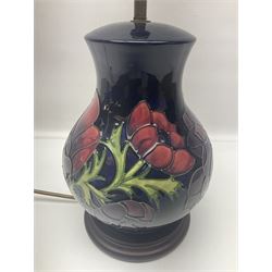 Moorcroft Anemone pattern table lamp , H35cm