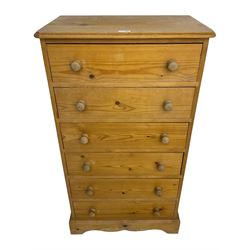 Pine chest fitted with six drawers