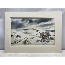 David Jeffrey (British 20th Century): Winter Landscape, watercolour signed 30cm x 48cm (unframed)