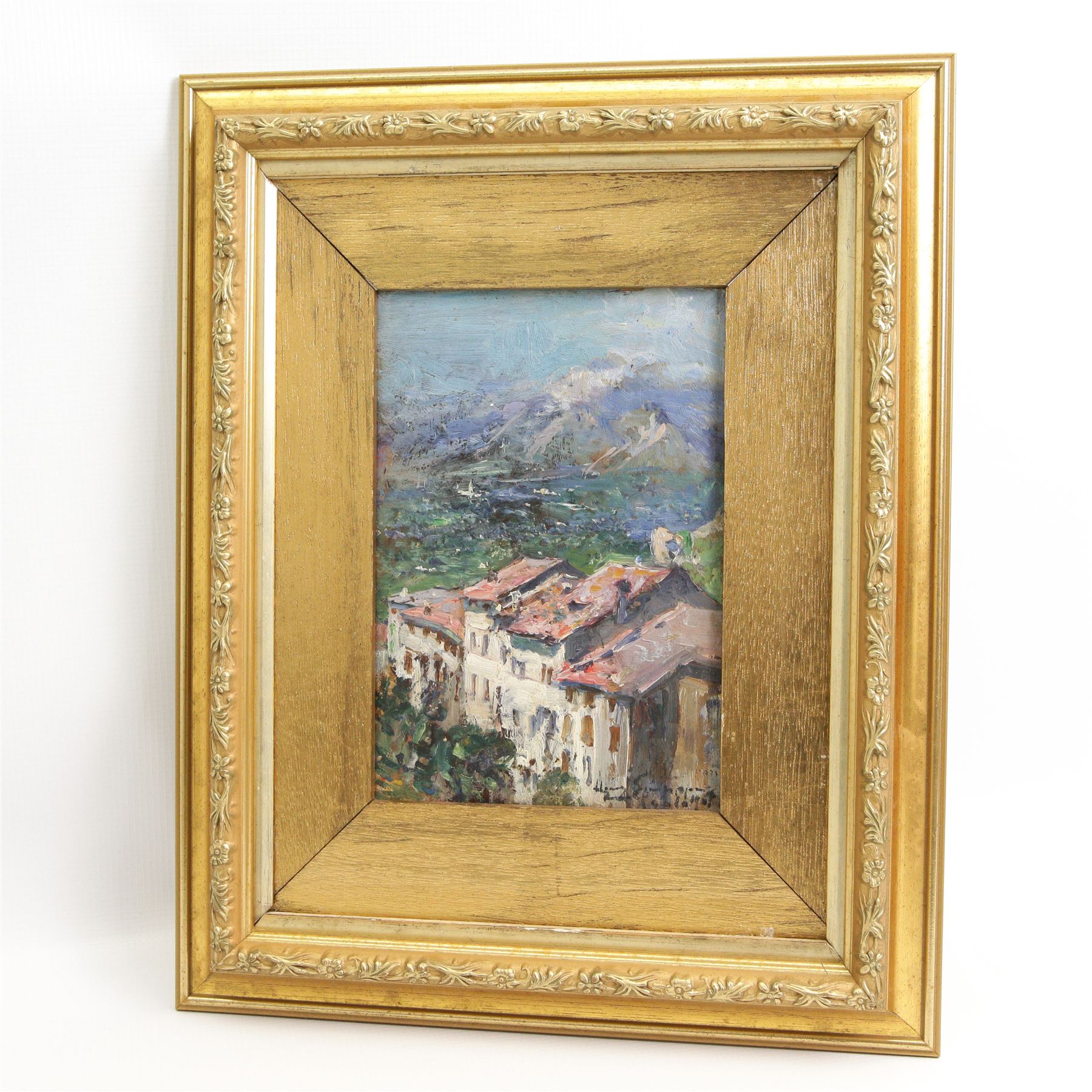 Henry Simpson (British 1853-1921): 'Asolo' Northern Italy, oil on board signed, titled and dated 1904 verso 21cm x 14cm 