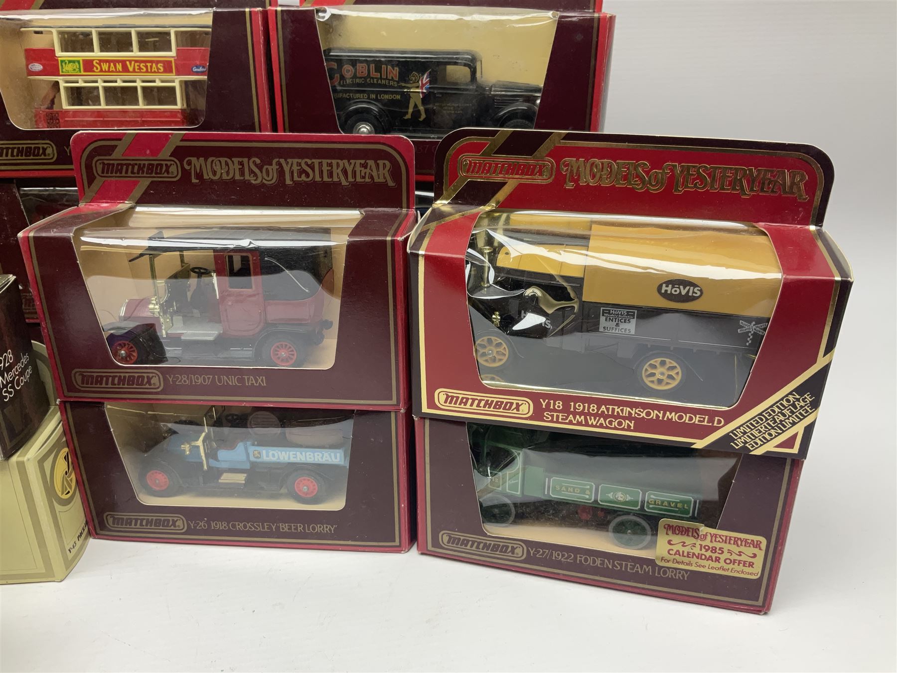 Matchbox - approximately sixty Models of Yesteryear to include special edition 1820 Passenger Coach and Horses, limited editions 1894 Aveling-Porter Steam Roller, 1829 Stephensons Rocket and 1905 Fowler Showman’s Engine; older models from the 1970s such as Y-1 1911 Model ‘T’ Ford, and a large quantity of modern models with reference materials in folder; mostly boxed 