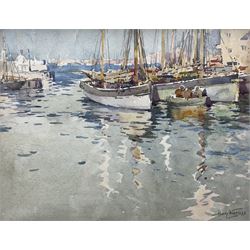 Harry Wanless (British c1872-1934): Fishing Boats by the Quayside (probably Brixham), watercolour signed 20cm x 25cm 
Provenance: direct from the artist's family, part of a collection never previously seen on the market