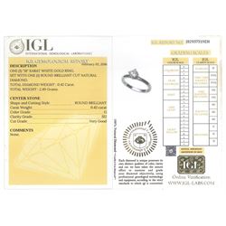 18ct gold single stone round brilliant cut diamond ring, hallmarked, diamond 0.42 carat, with IGL report