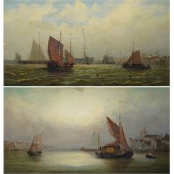 Millson Hunt (British fl.1875-1900): Offshore Shipping, pair oils on canvas signed and dated '88, 24cm x 44cm (2)